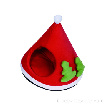 Cappello da letto per animali domestici pieghevole natalizio casa per gatti interni